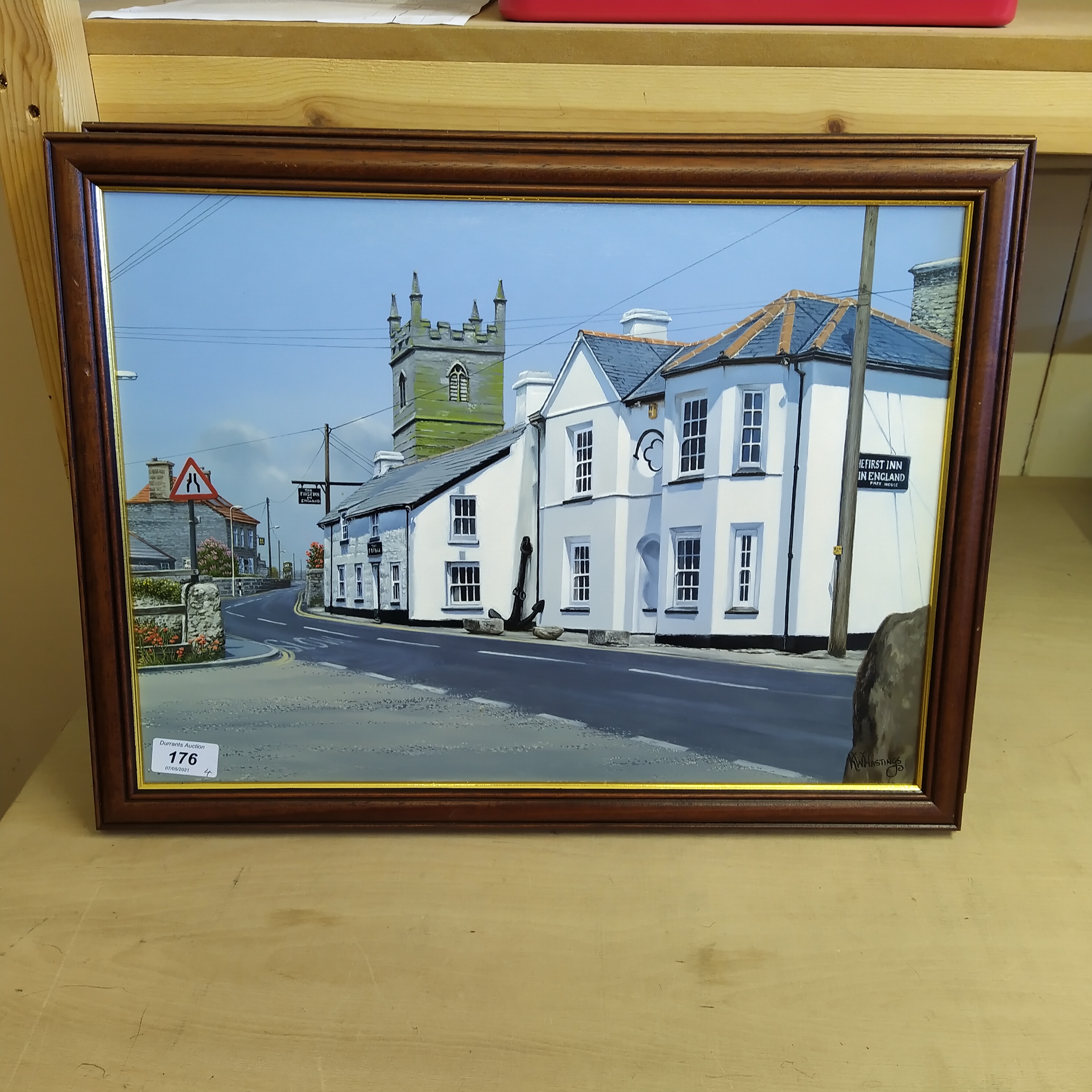 Four oil paintings on board signed Keith Hastings of 'The First Inn in England', country church, - Image 2 of 3