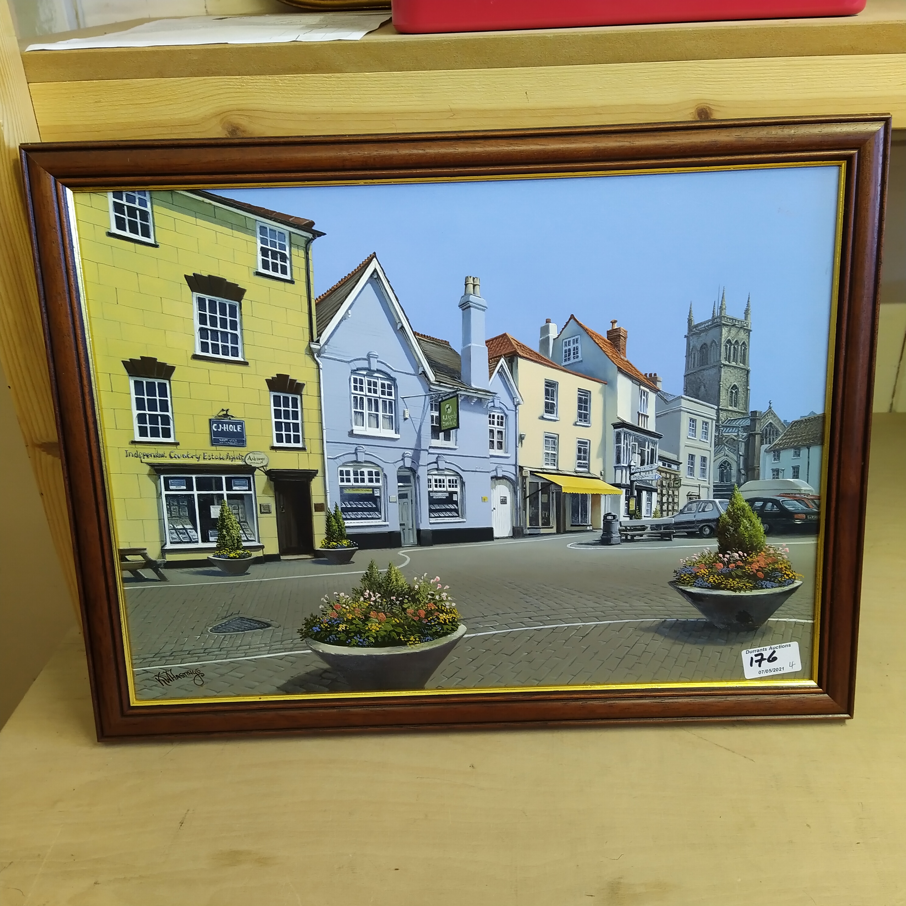Four oil paintings on board signed Keith Hastings of 'The First Inn in England', country church, - Image 3 of 3