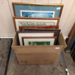 Nine assorted framed prints and photographs