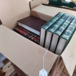 Three boxes containing copies of Funk & Wagnalls New Encyclopaedia