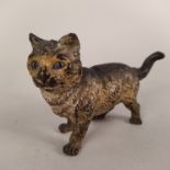 A late Victorian Austrian cold painted bronze figure of a cat,