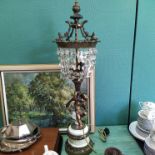 A large late 19th Century French bronzed finish metal lamp with cherub and Bill of Sale 2001,