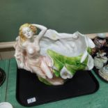 An Italian porcelain jardiniere modelled in the Art Nouveau style with female figure and Arum