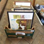 Sixteen assorted framed prints including horses,
