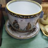 A Victorian jardiniere with non matching base plate,