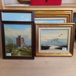 Five framed oils on board by Keith Hastings of Billingford Mill, Orford Castle,