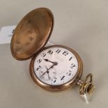 A gold plate Illinois central enamel dialled pocket watch with sub seconds hand c.