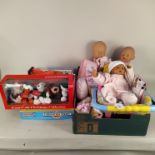 A selection of doll babies and accessories including Baby Born items plus boxed Teletubbies,