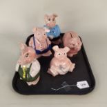 Four Wade Nat West pig money boxes plus a Wade pink pig money box