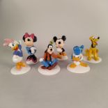 Six Royal Doulton Mickey Mouse 70th Anniversary figures including Mickey, Minnie, Goofy, Donald,