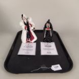 Boxed Royal Doulton figurines from Snow White 'The Witch' HN 3845 and from 101 Dalmatians 'Cruella