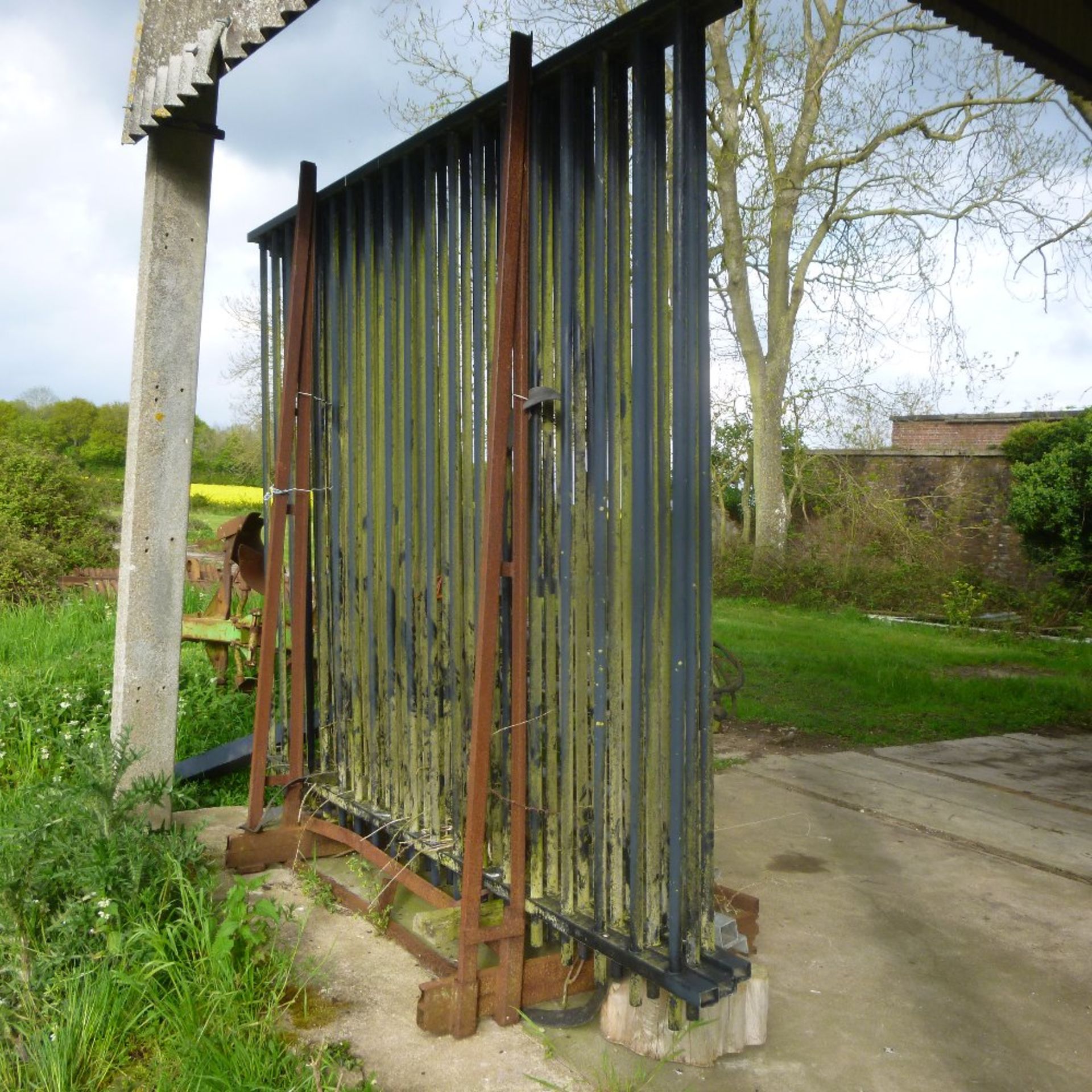 4 metal railings, height 2.3m, width 2.75m. Stored near Bungay, Suffolk.