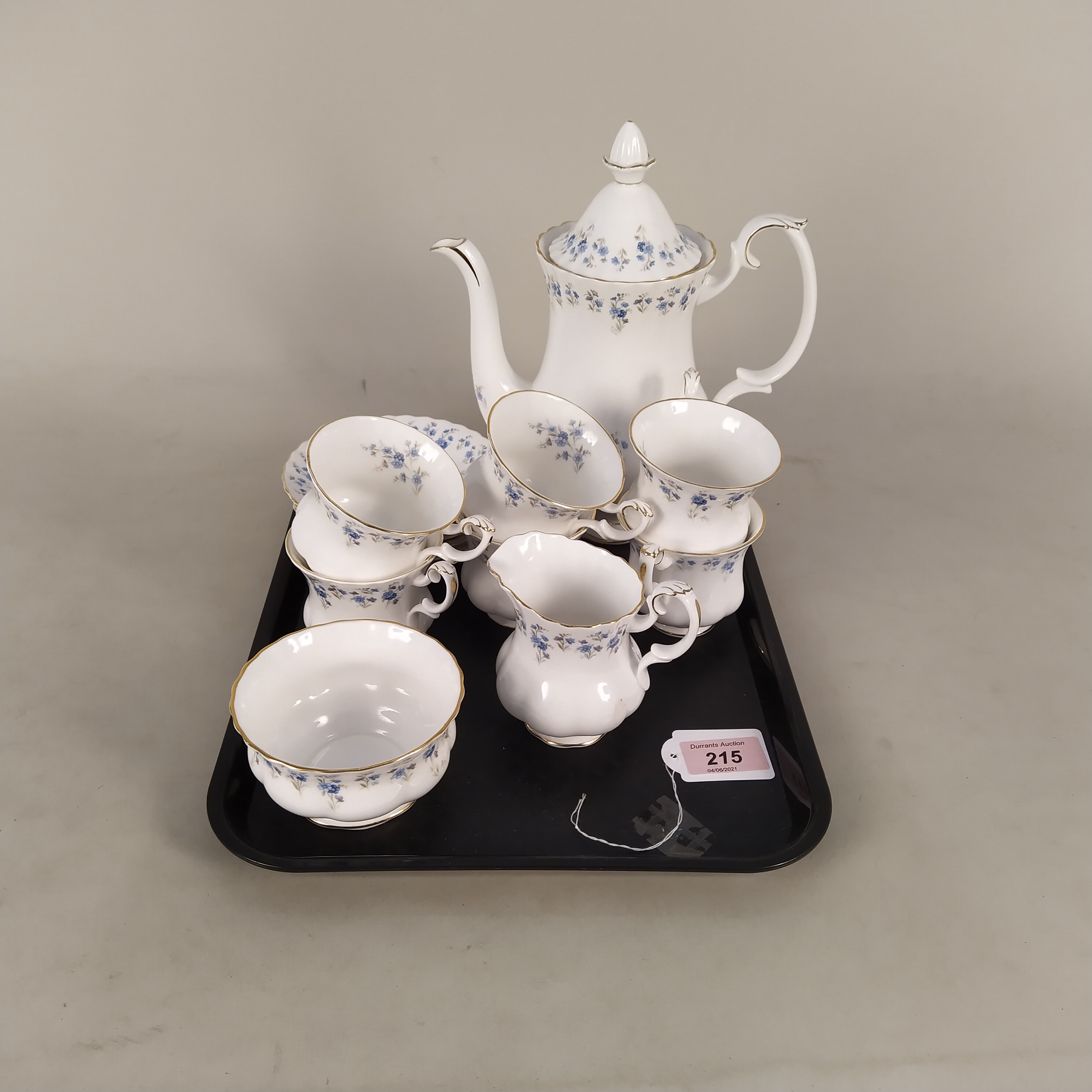 Royal Albert 'Memory Lane' pattern tea service including a teapot, six cups and saucers,