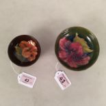 Two Moorcroft small dishes with impressed mark to base,