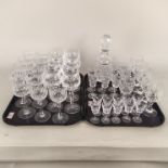 Various Waterford cut crystal glasses comprising of eight Hock, eleven white wine, four port,