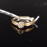 A 9ct gold solitaire diamond ring, size M 1/2, approx 1.