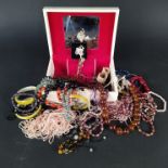 A quantity of costume jewellery including necklaces,