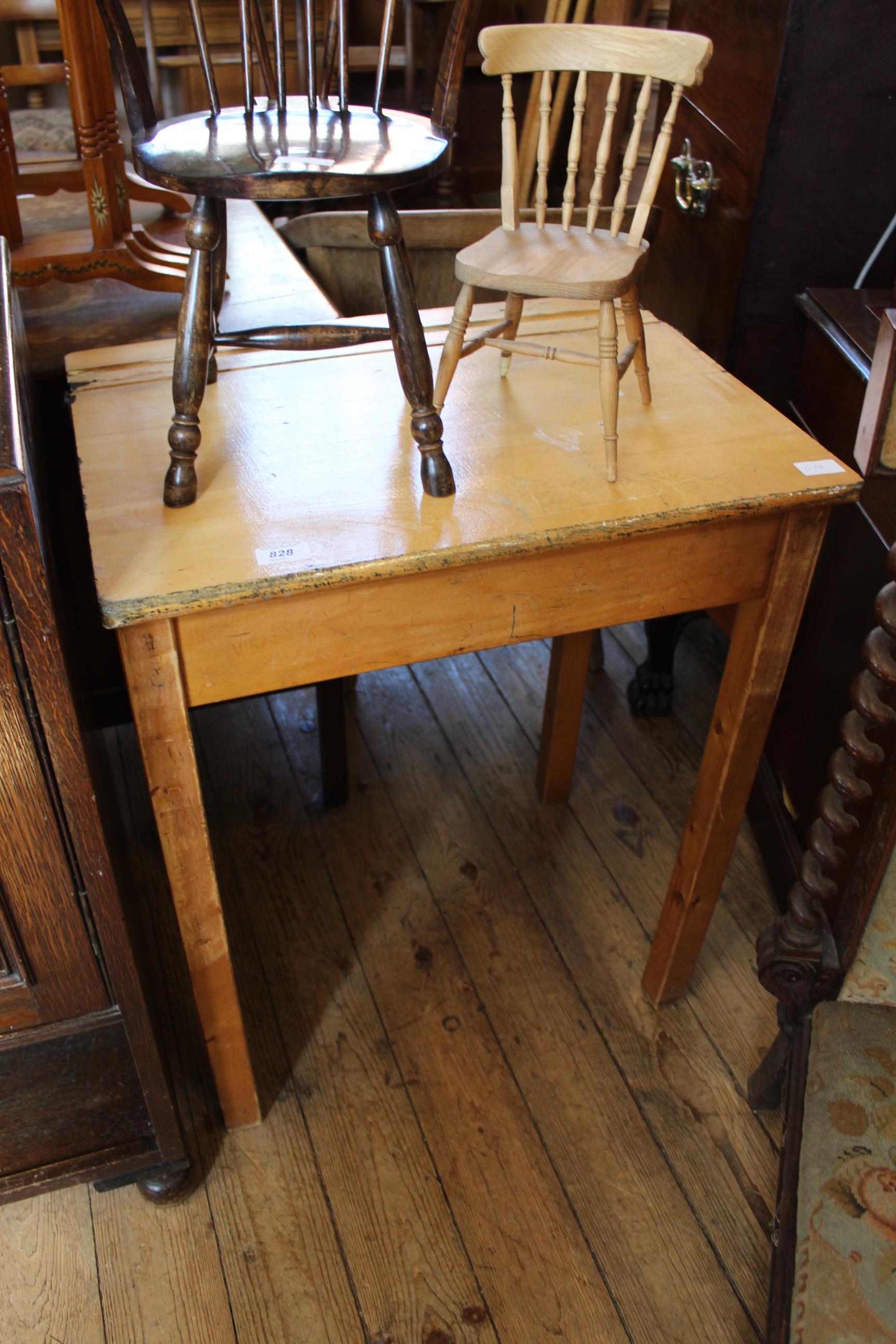 A 1960's stained beech school desk