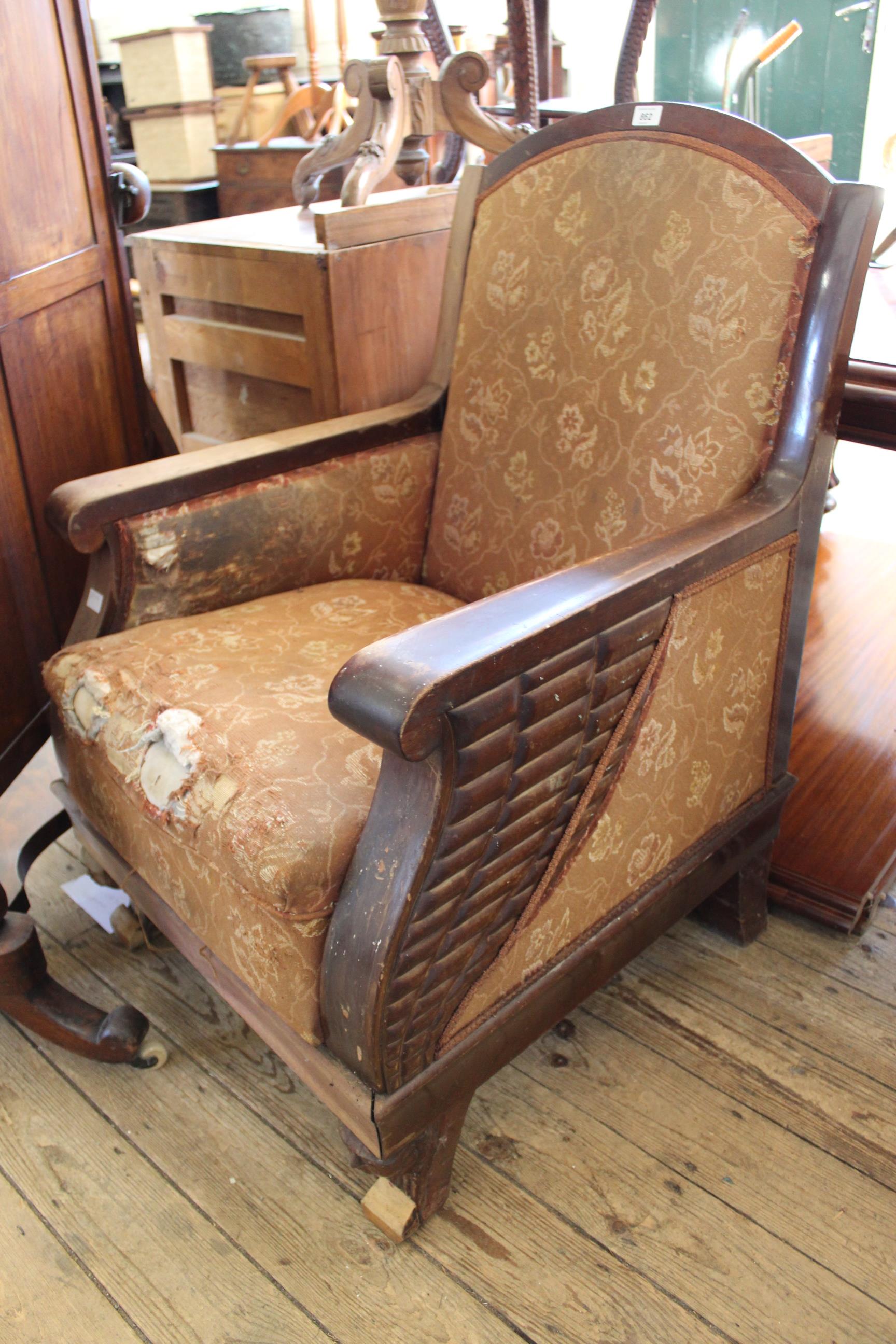 A late 19th Century (possibly German) adjustable armchair (as found)