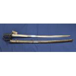 A British Victorian 1853 model Cavalry Troopers sword with correct scabbard, scabbard marked W.S.Y.