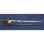 A British model 1821 Royal Artillery Officers sword, with painted scabbard,