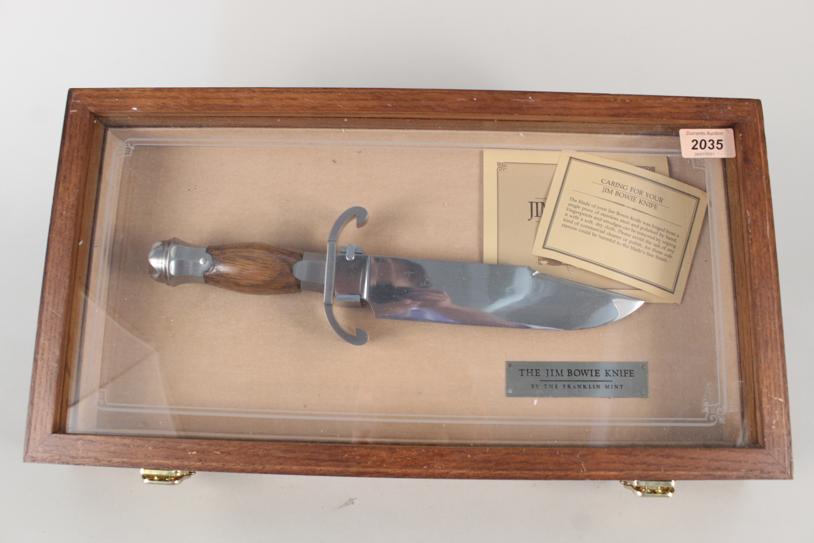 A cased collectors 'Jim Bowie knife' by Franklin Mint