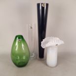 A tall black Art Glass vase by Ekena's Sweden, 24" high,