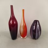Two tall Murano bottle vases with original labels,