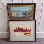A framed watercolour 'Dawn Over the River Thames' by Marcia Tyler A.R.C.A.