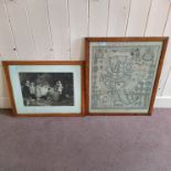 A maple framed Victorian print 'Birthday Honours' plus an oak framed 19th Century plan of the City