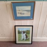 A framed pastel portrait of a St Bernard dog signed Carol Critoph '94 plus a framed watercolour of