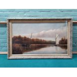 Percy Lionel oil on canvas of a broadland scene in gilt frame,
