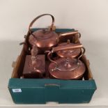 Four 19th Century copper kettles