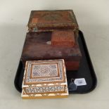 A selection of vintage small boxes including two cigar boxes, Romeo and Julieta plus La Restina,