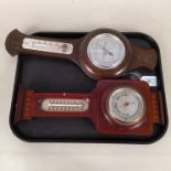Two vintage wooden framed barometers,