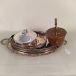 Three silver plated trays,