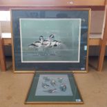 A large framed print of avocets plus a framed print of hedgerow birds by Raymond Watson