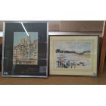 A framed watercolour of Gerona signed 'Johnstone Rough 1967',