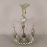 A Victorian vaseline glass epergne,