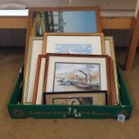 A selection of framed watercolours including wherry tacking by David Balder, Roy Grange,
