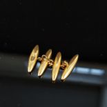 A pair of yellow metal torpedo cufflinks (marks are very rubbed), chains are base metal replacement,