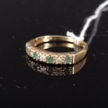 A 9ct gold emerald and diamond set ring, size P, weight approx 2.