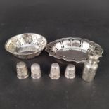 Two silver pin dishes,