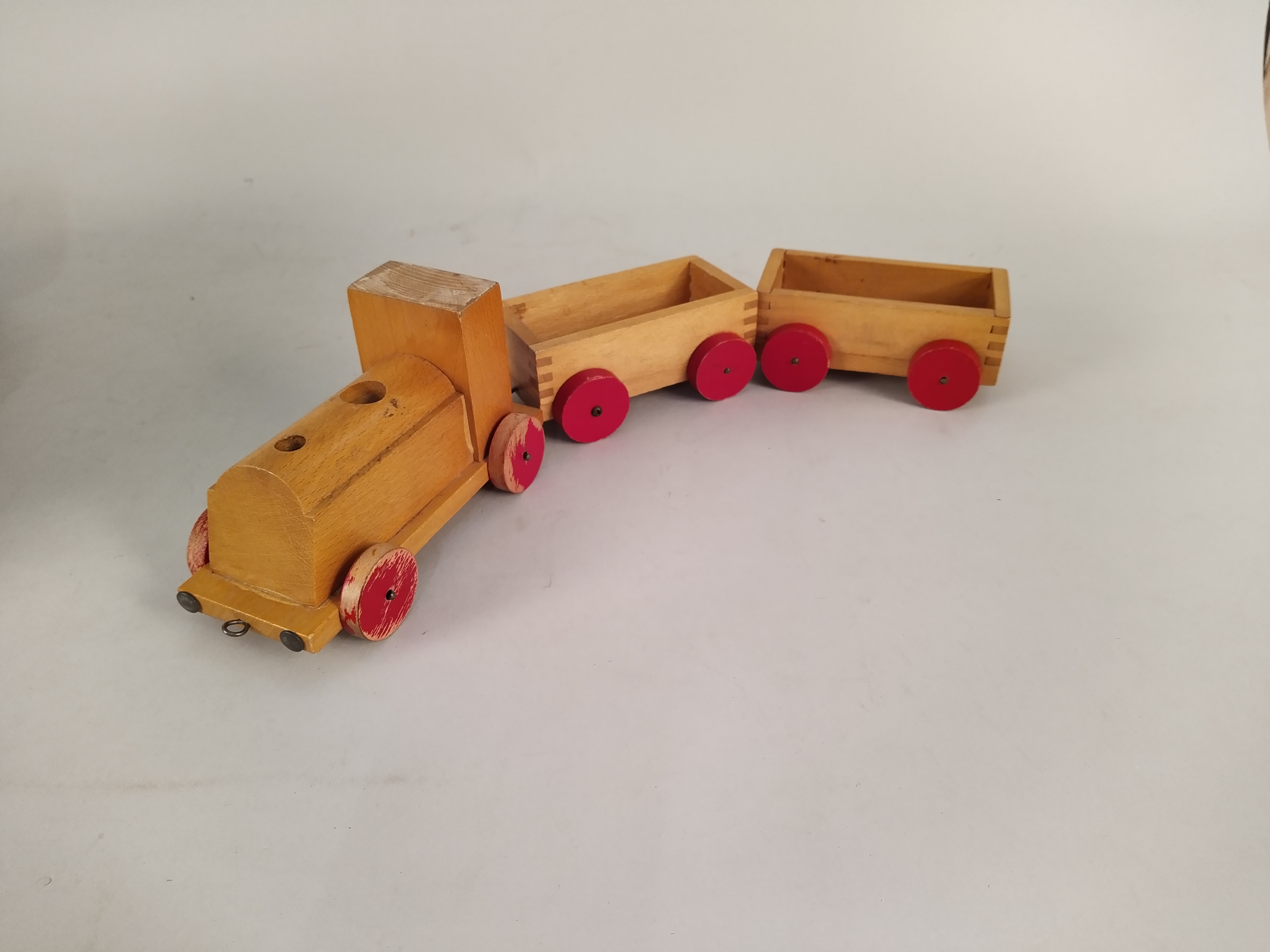 A vintage Triang baby walker with a wooden train set - Image 2 of 3