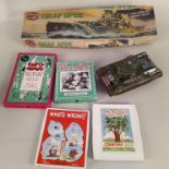 A vintage wooden boxed part Meccano kit, a vintage model of the Graf Spee,