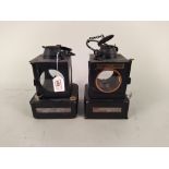 Two Welch patent early 20th Century railway lamps, one with plaque for Hopton-on-Sea,