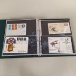 A part filled first day cover album plus three various stamp albums,