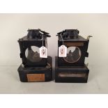 Two Welch patent early 20th Century railway lamps, one with plaque for Lowestoft North Station Box,