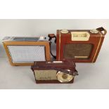 Four vintage transistor radios including a 'Sky Leader', 'Ferguson',