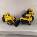 A large Tonka crane plus a shovel vehicle (playworn)